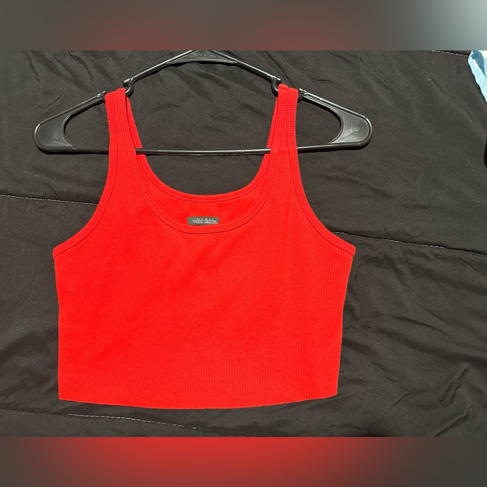 red cropped tank. size small